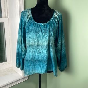 Willi Smith medium3/4 length sleeve blouse, teal